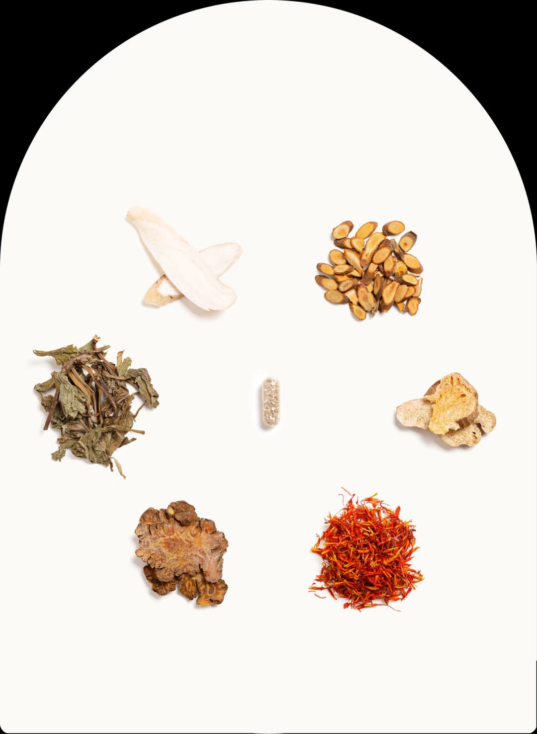 Mix of herbs in bowls and on paper Assorted Dried herbs on Paper